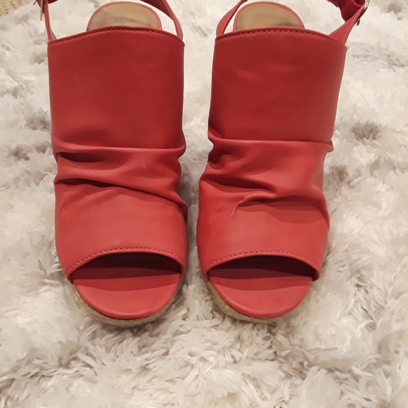 Red Espadrille Wedge Heels - Picture 4 of 7